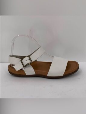 Strive Cara sandal shoe white leather comfort back strap Memory Foam women 9.5